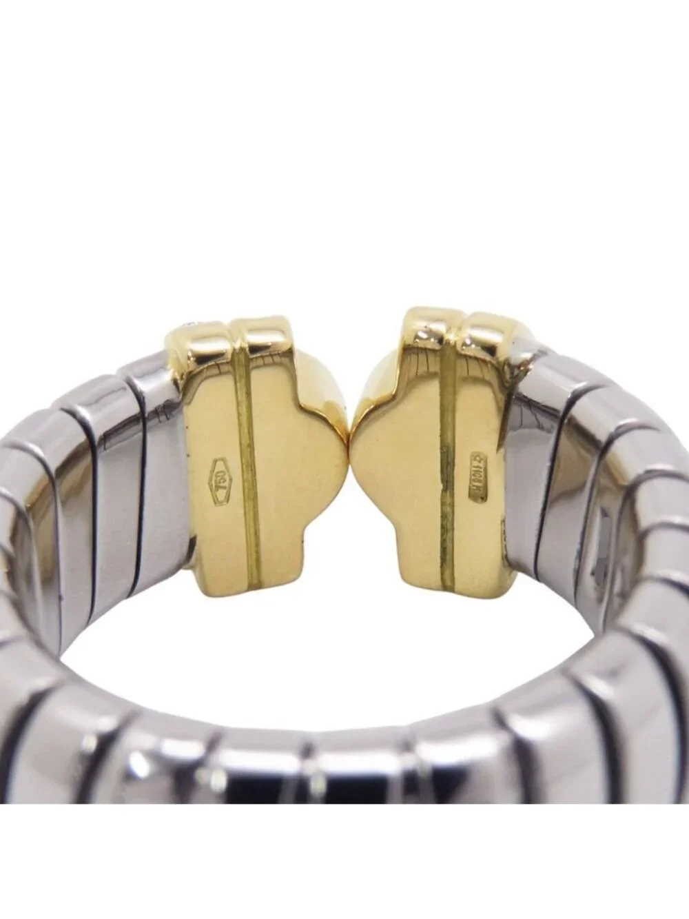 Bvlgari Ring Palentesi Tobogas Diamond 18k Yellow Gold SS Stainless Steel